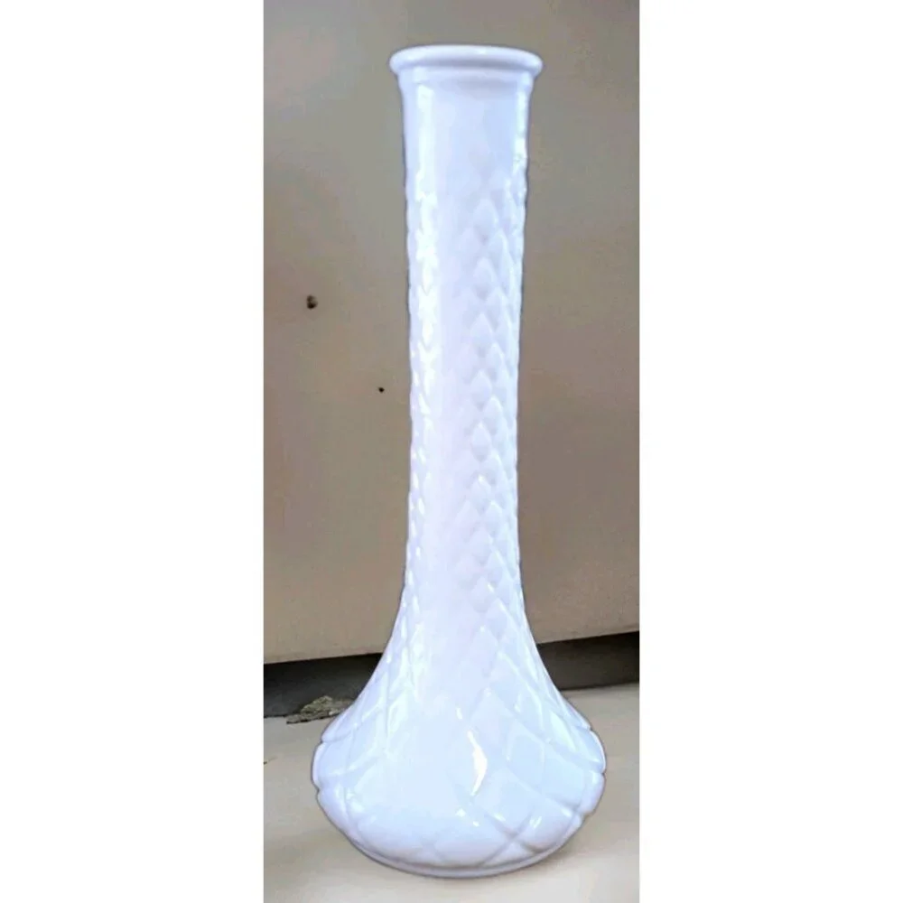Vintage Hoosier Glass White Milk Glass Quilted Diamond 9